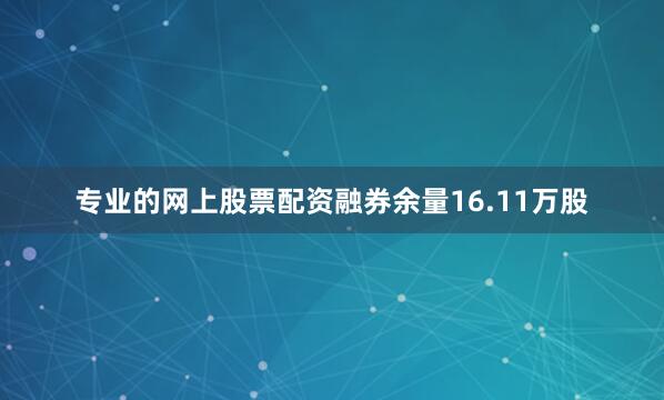 专业的网上股票配资融券余量16.11万股